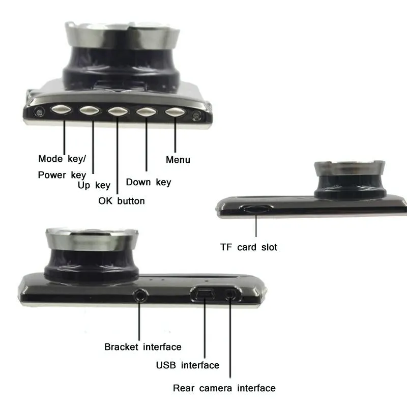 1080p Dual-lens Night Vision Driving Recorder with 4 Metal Shell