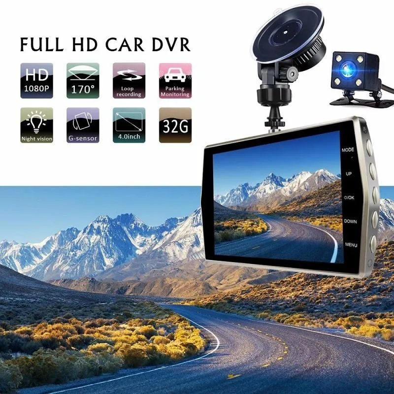 1080p Dual-lens Night Vision Driving Recorder with 4 Metal Shell
