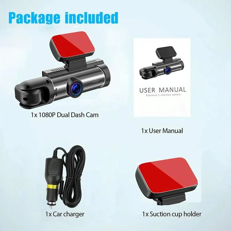 1080p Hd Dual Lens Night Vision Driving Recorder - 3.16 Inch