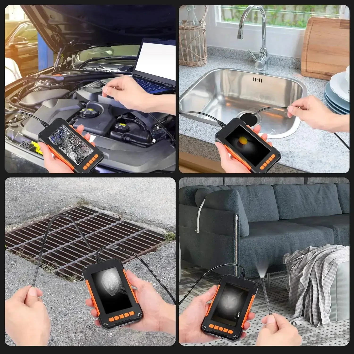 1080p Industrial Endoscope Camera Ip68 Waterproof Borescope with Led for Car Inspection
