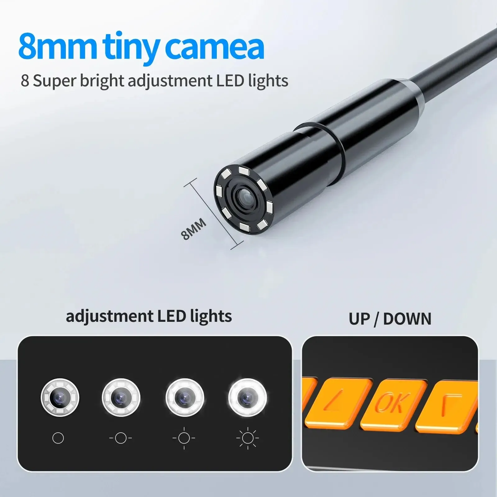 1080p Industrial Endoscope Camera Ip68 Waterproof Borescope with Led for Car Inspection