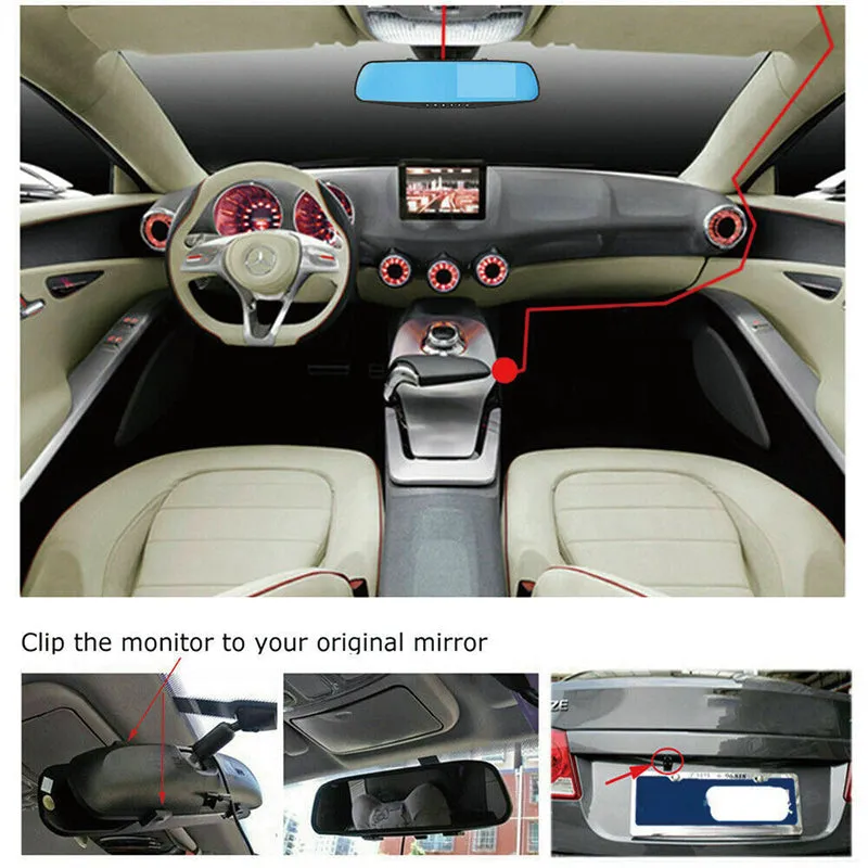 1080P Rear View Reversing Mirror | 4.3'' | Front And Rear DVR | Car Dash Camera | Dual Lens
