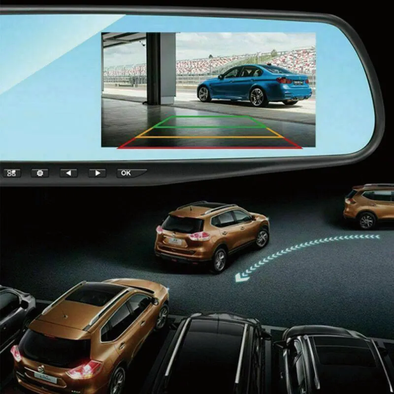 1080P Rear View Reversing Mirror | 4.3'' | Front And Rear DVR | Car Dash Camera | Dual Lens
