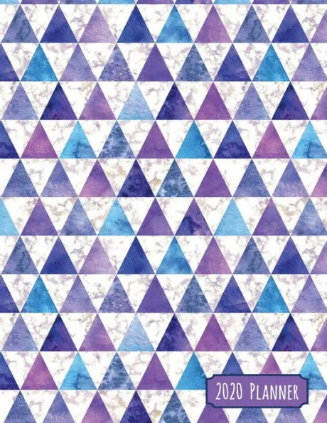 2020 Planner: Watercolor Blue and Purple Triangle Print Dated Daily, Weekly, Monthly Planner with Positive Affirmation Mandala Coloring Pages, ... and Mood Trackers, Affirmations and Holidays