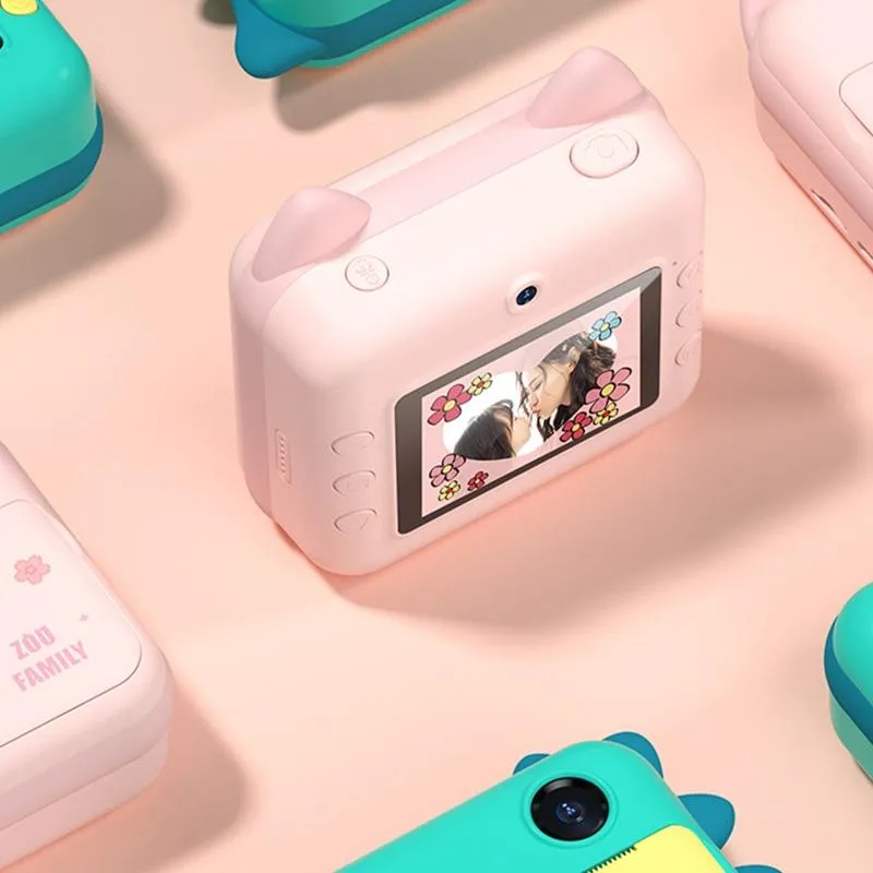 32GB Children Instant Camera with Dual-Lens & Mini Print | Pink Cat | Pink Cat
