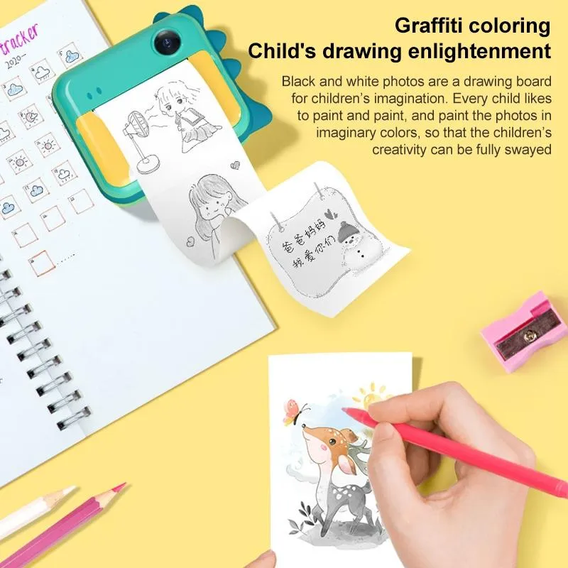 32GB Children Instant Camera with Dual-Lens & Mini Print | Pink Cat | Pink Cat
