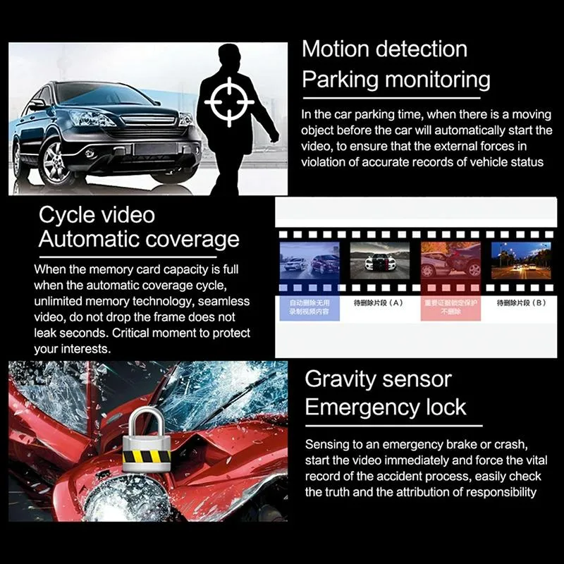 360-degree Panoramic Dual-lens Hd Driving Recorder with Wifi and Night Vision