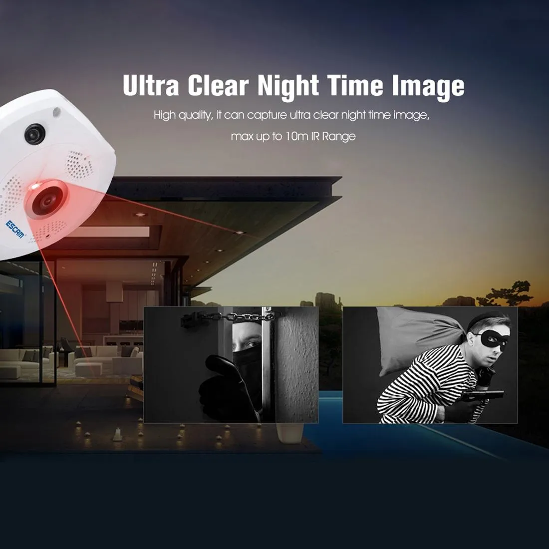 360° Fisheye Lens Wifi IP Camera | Motion Detection | Night Vision | Shark 960P