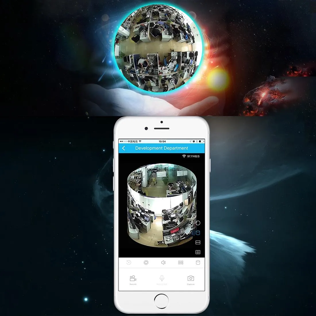 360° Fisheye Lens Wifi IP Camera | Motion Detection | Night Vision | Shark 960P