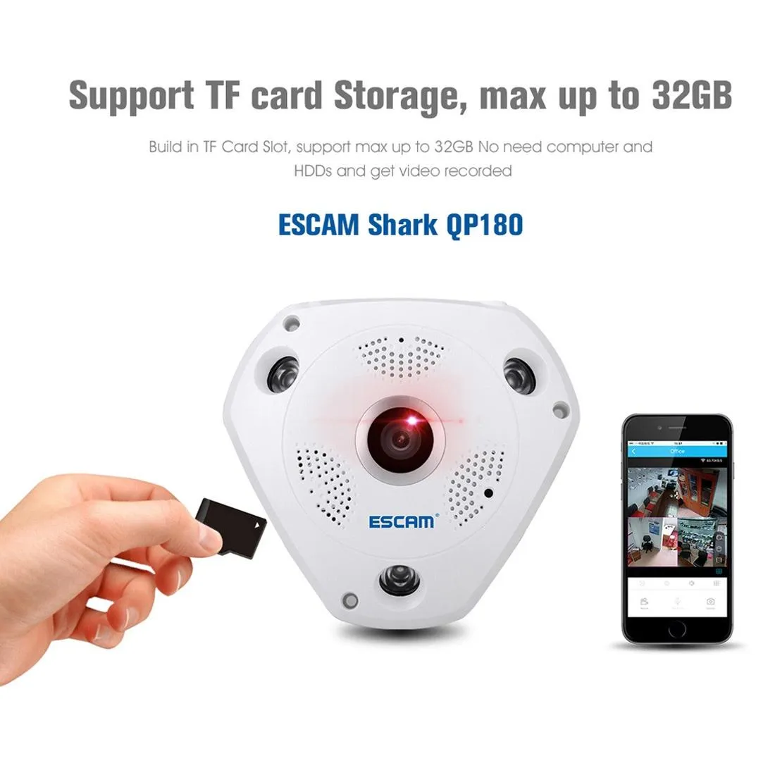 360° Fisheye Lens Wifi IP Camera | Motion Detection | Night Vision | Shark 960P