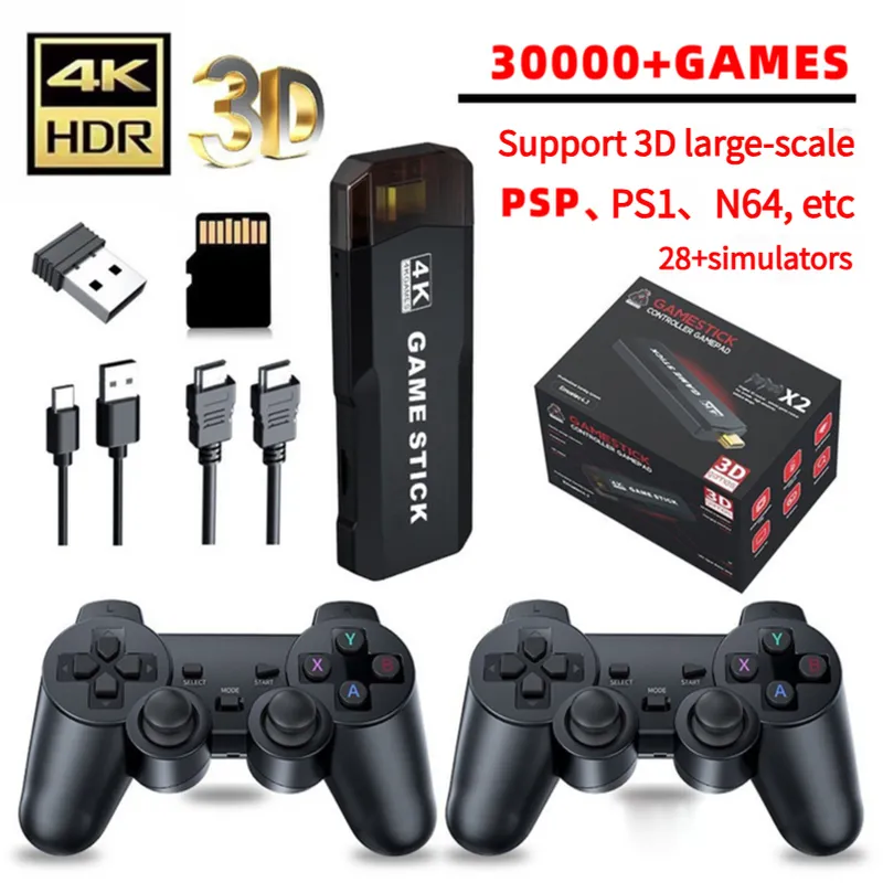 4K 3D Wireless Retro Game Console | 30,000  Games | Dual Controllers | PSP/PS1/N64 | 28  Emulators