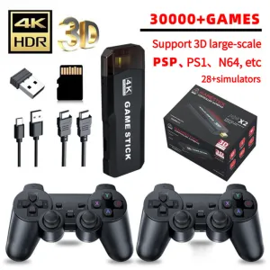 4K 3D Wireless Retro Game Console | 30,000  Games | Dual Controllers | PSP/PS1/N64 | 28  Emulators