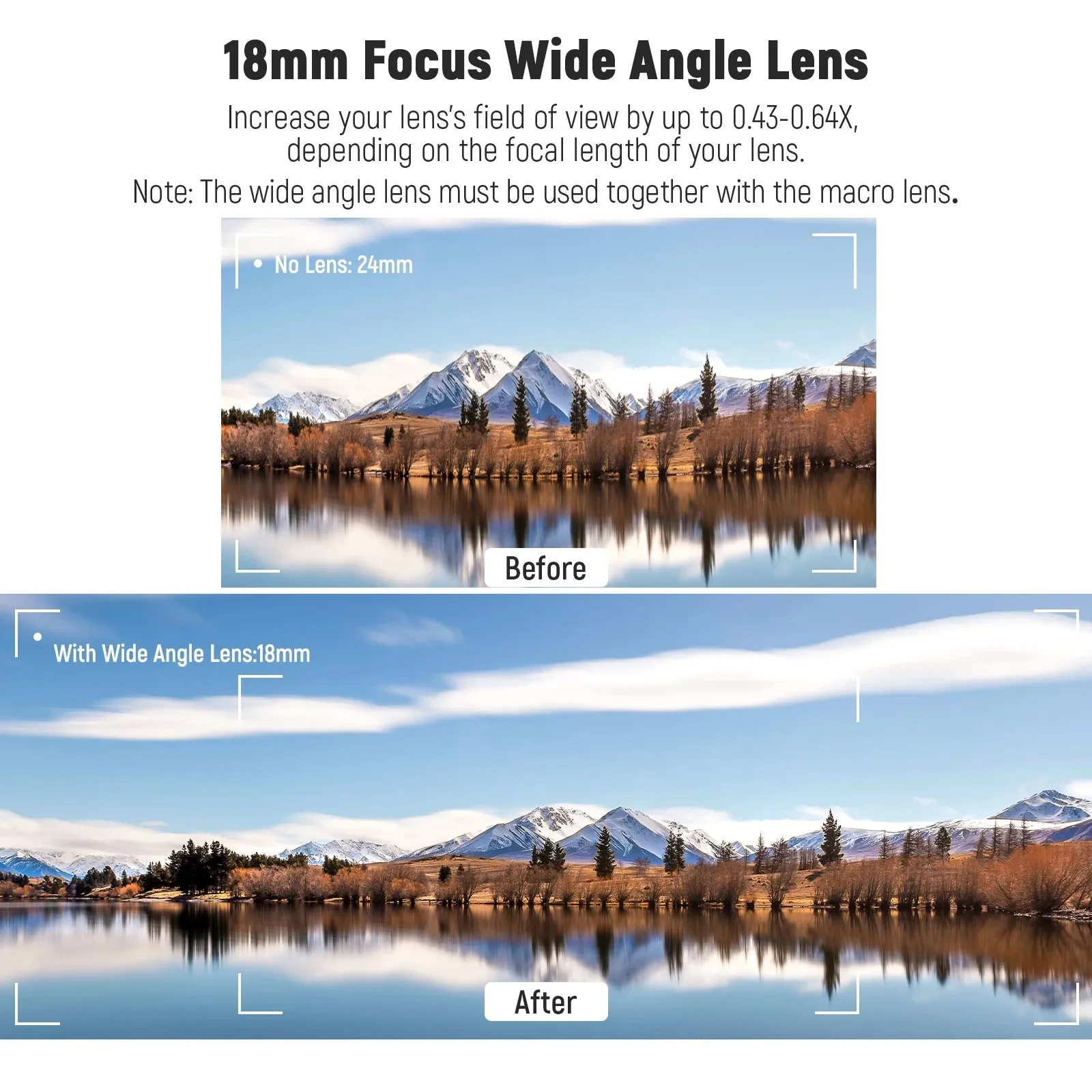 58mm 0.43x Fisheye & Macro Lens for Canon Nikon Fujifilm 2 in 1 Wide Angle with 18mm Focal Length