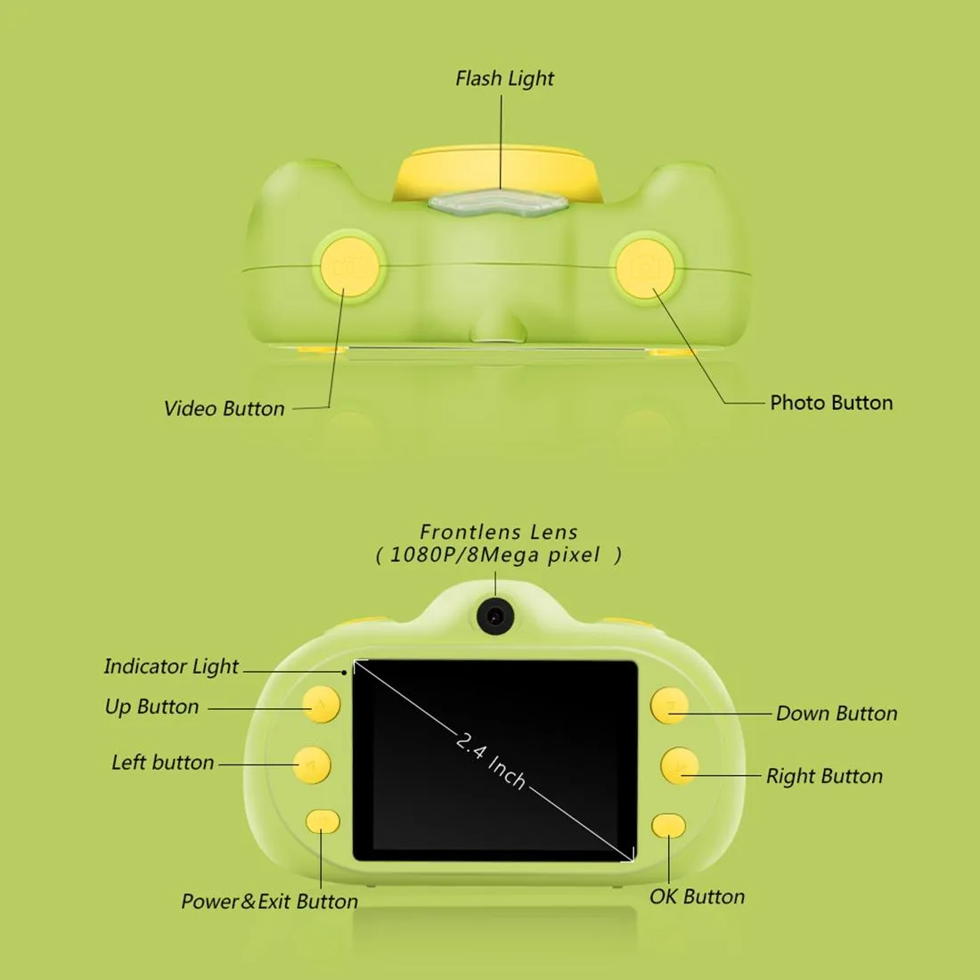 8mp Dual-lens Children Camera with 2.4 Screen Supports 32gb Tf Card
