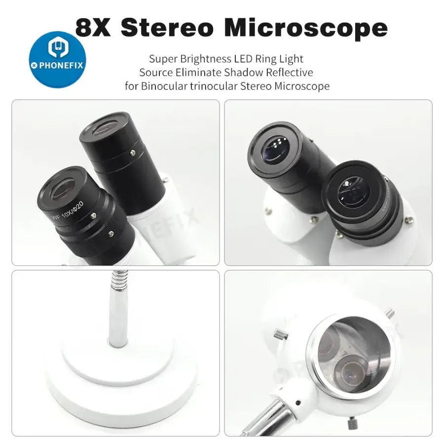 8X Dental Stereo Binocular Microscope with LED Light Adjustable Hose