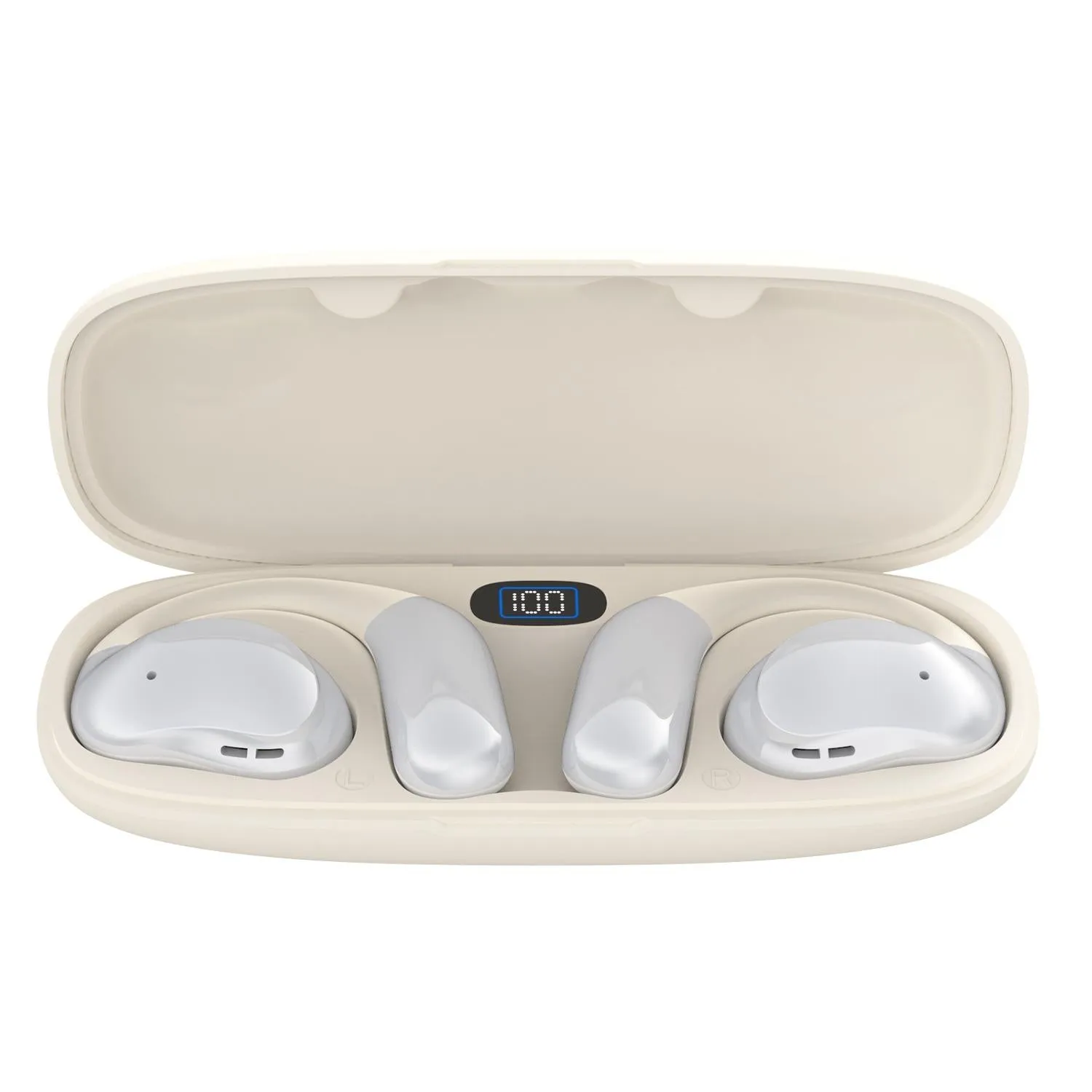 Bluetooth Earphones with Hanging Ear Design and Digital Display Charging Case
