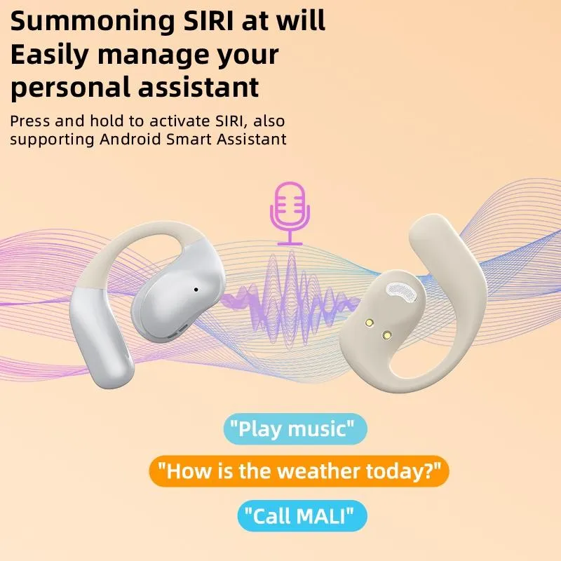 Bluetooth Earphones with Hanging Ear Design and Digital Display Charging Case