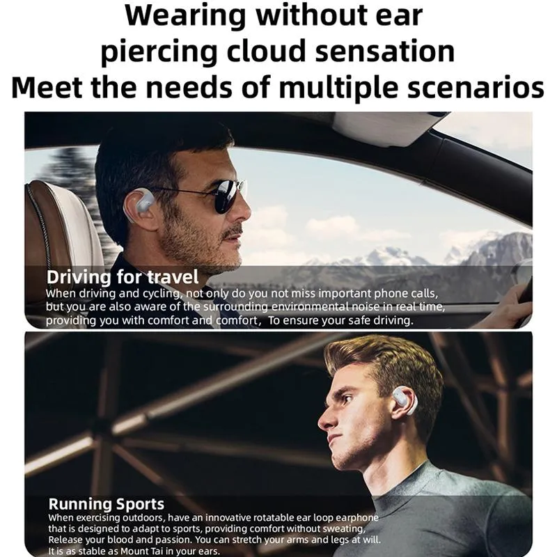 Bluetooth Earphones with Hanging Ear Design and Digital Display Charging Case