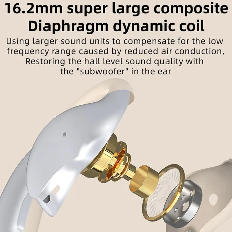 Bluetooth Earphones with Hanging Ear Design and Digital Display Charging Case
