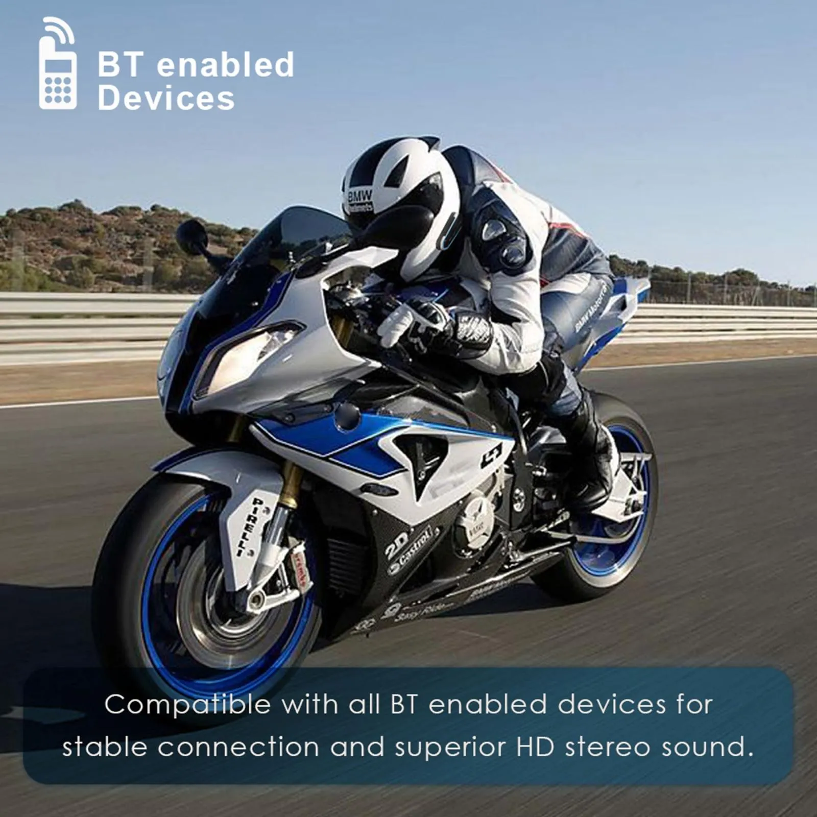 Bluetooth Motorcycle Helmet Headset - Low Power 4.2