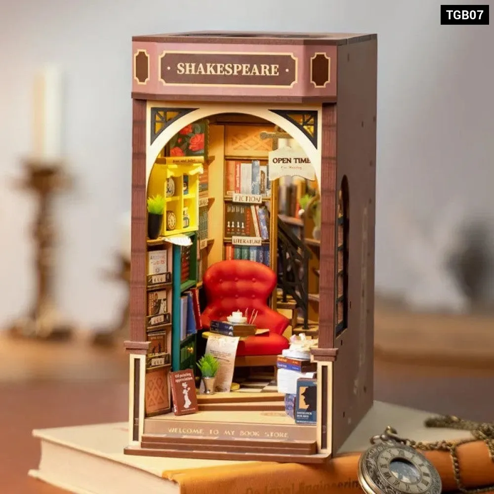 Booknook Bookstore with Light for Grils Housewife Home Decor Easy Assembly Wooden Toys