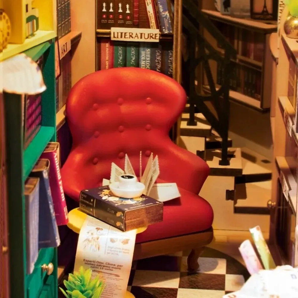 Booknook Bookstore with Light for Grils Housewife Home Decor Easy Assembly Wooden Toys