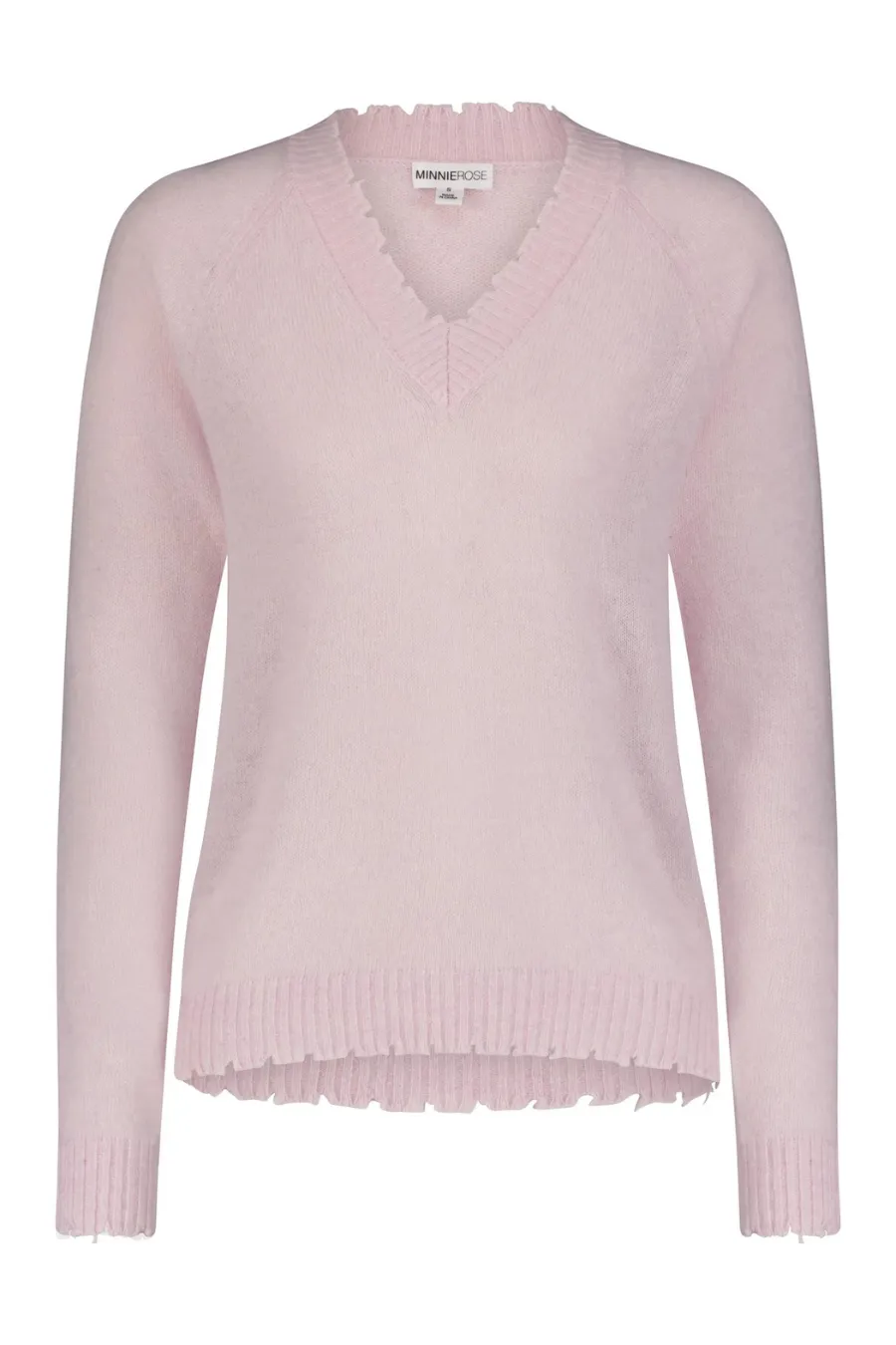 Cashmere Frayed Edge Cropped V Pink Pearl