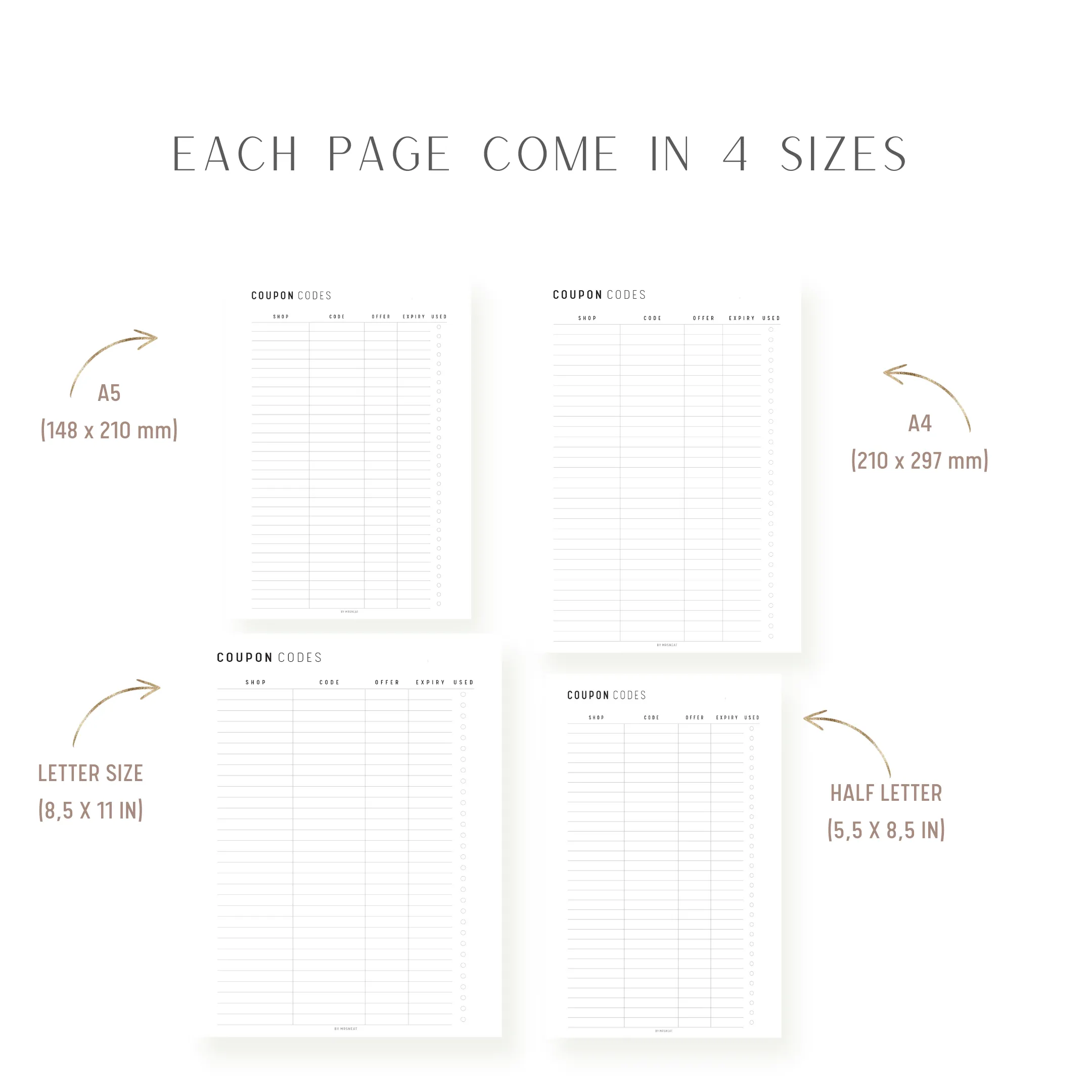 Coupon Code Tracker Printable - M193