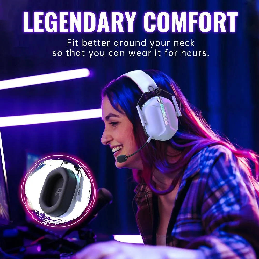 Ecomoment Wireless Gaming Headset for PS5 PS4 Nintendo Switch PC Mac, 2.4 GHz/Bluetooth 5.2 Gaming Headphones with Noise Cancelling Microphone 40  Hours Battery Life,3.5mm Wired for Xbox Series,White