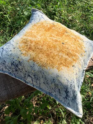 Ecoprinted Handwoven Cushion Cover Indie White