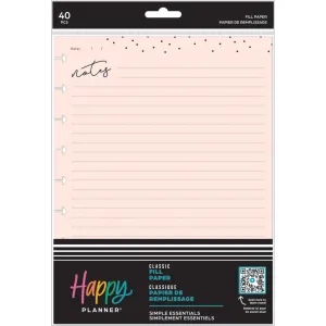 Happy Planner Simple Essentials Classic Fill Paper - Lined    Checklist   Blank