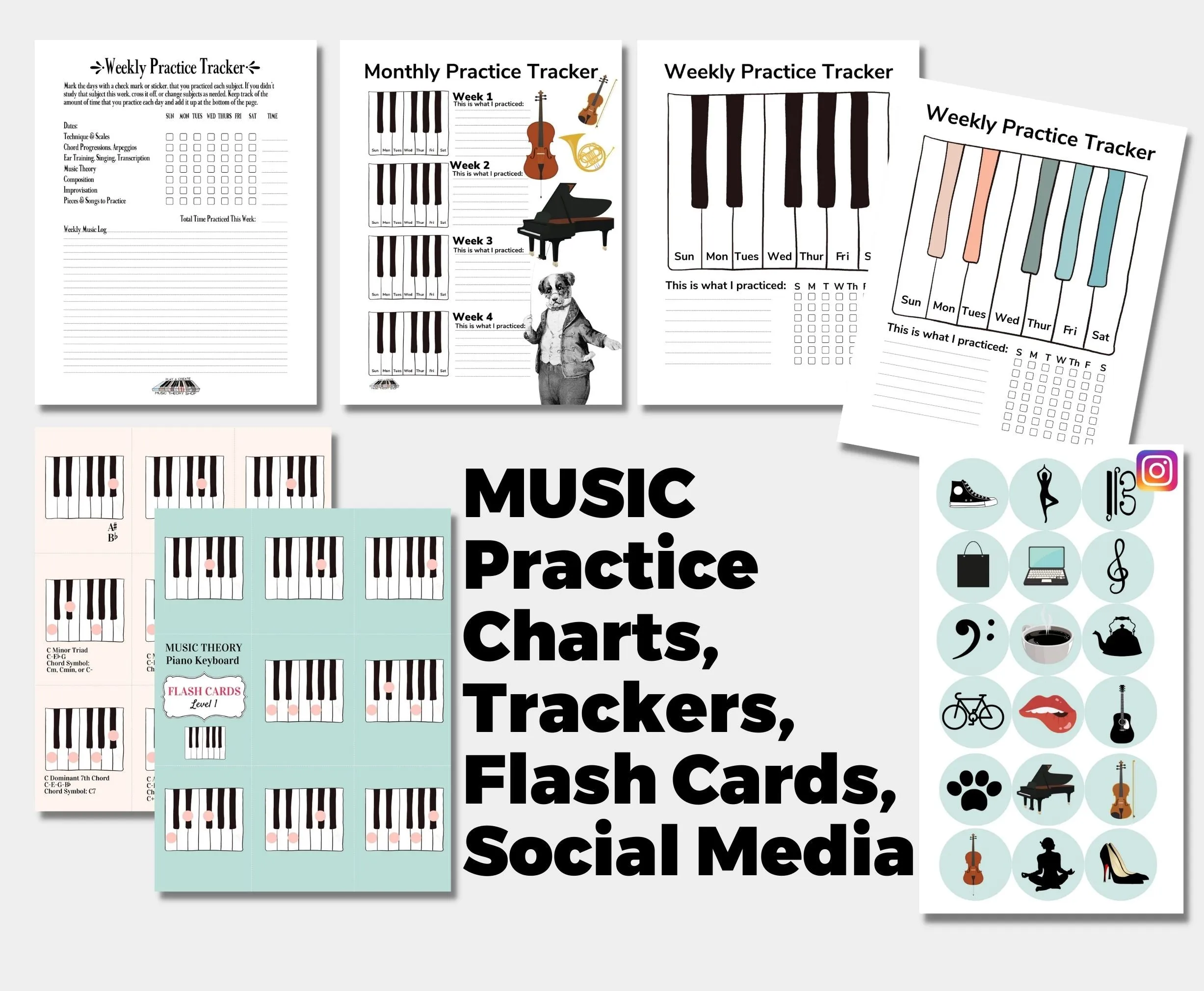Huge MUSIC THEORY BUNDLE, Printable, Ultimate Music Student Tools, Music Fundamentals, Circle of 5ths, Music Teacher Resource, Music Class Art Wall Decor