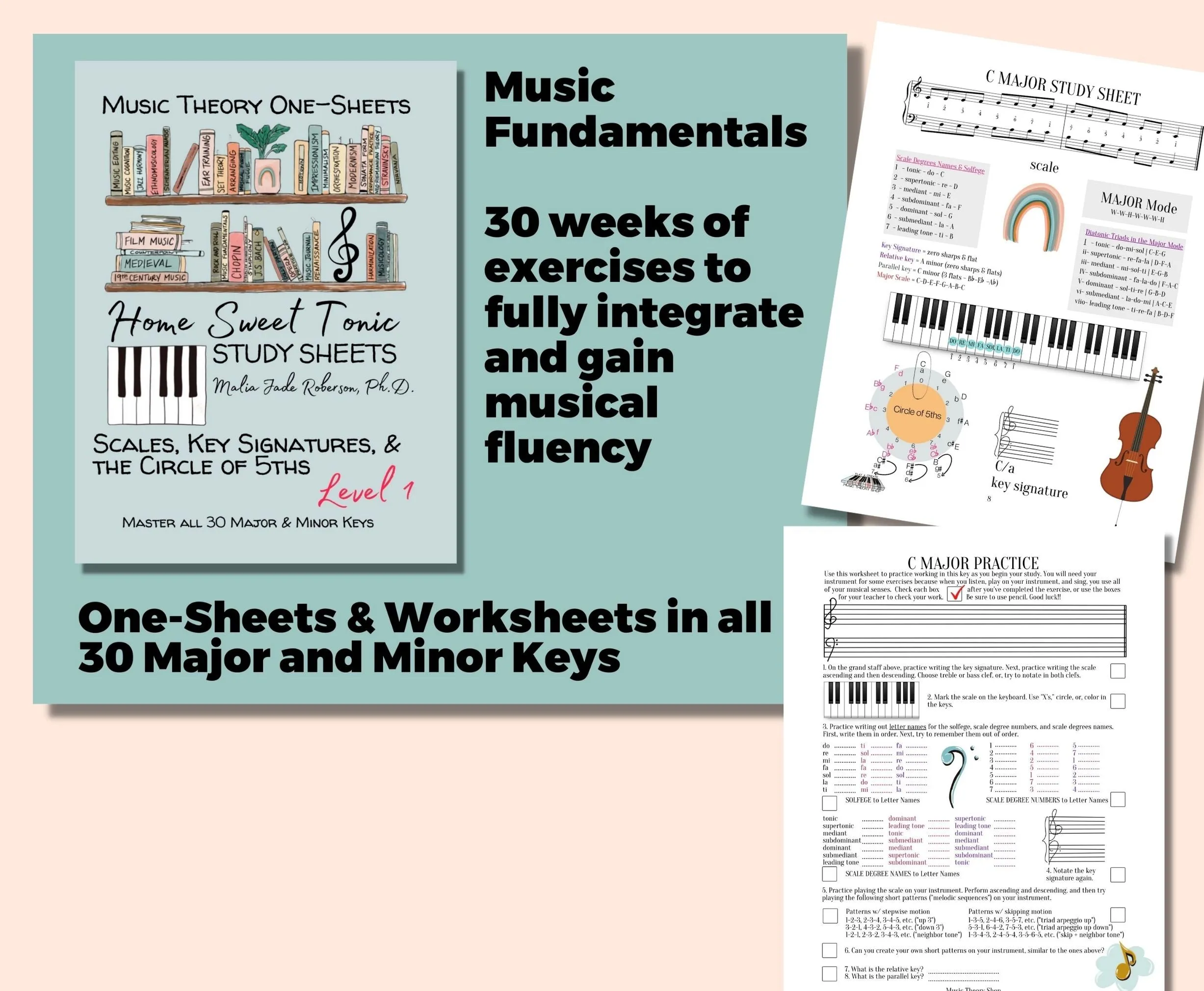 Huge MUSIC THEORY BUNDLE, Printable, Ultimate Music Student Tools, Music Fundamentals, Circle of 5ths, Music Teacher Resource, Music Class Art Wall Decor