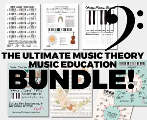 Huge MUSIC THEORY BUNDLE, Printable, Ultimate Music Student Tools, Music Fundamentals, Circle of 5ths, Music Teacher Resource, Music Class Art Wall Decor