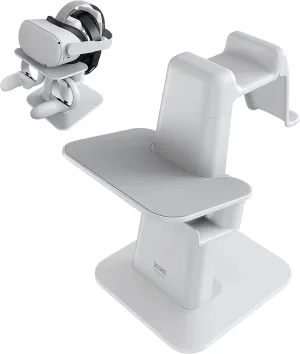 KIWI Design Upgraded VR Stand Compatible with Quest 2 /Quest/Psvr 2 /Rift S/Valve Index/Hp Reverb G2VR Headset and Touch Controllers, Vr Headset Stand and Controller Holder Mount Station (White)