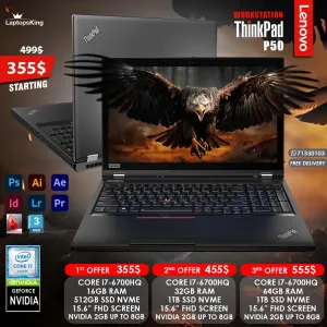 Lenovo Thinkpad P50 Core i7-6700HQ NVIDIA 2GB 15.6" Workstation Laptops (Open Box)