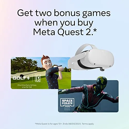 Meta Quest 2 — Advanced All-In-One Virtual Reality Headset — 128 GB Get Meta Quest 2 with GOLF  and Space Pirate Trainer DX included