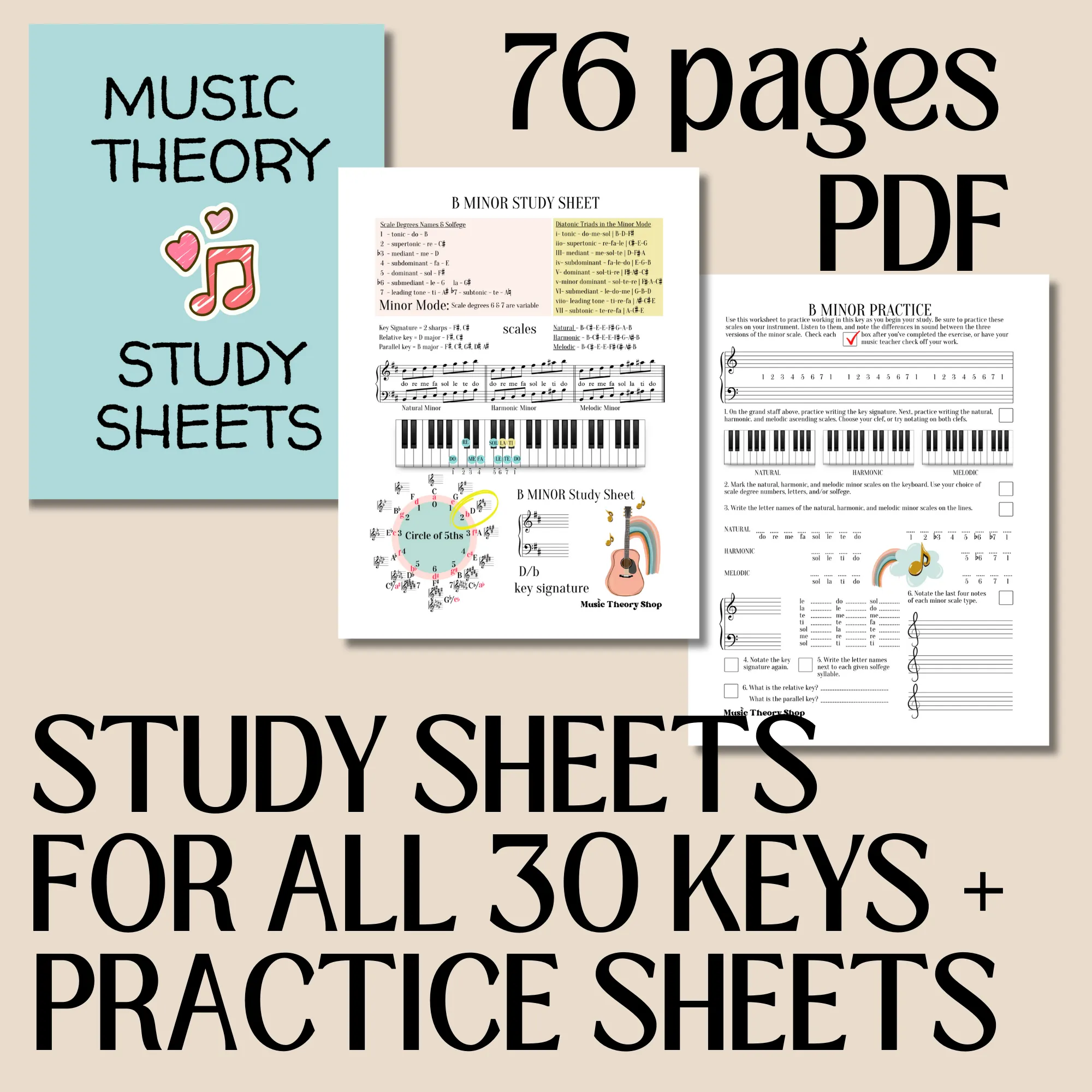 Music Theory E-Book  | Teach Yourself, Music Theory Assignments, Learn Scales, Key Signatures, Circle of 5ths
