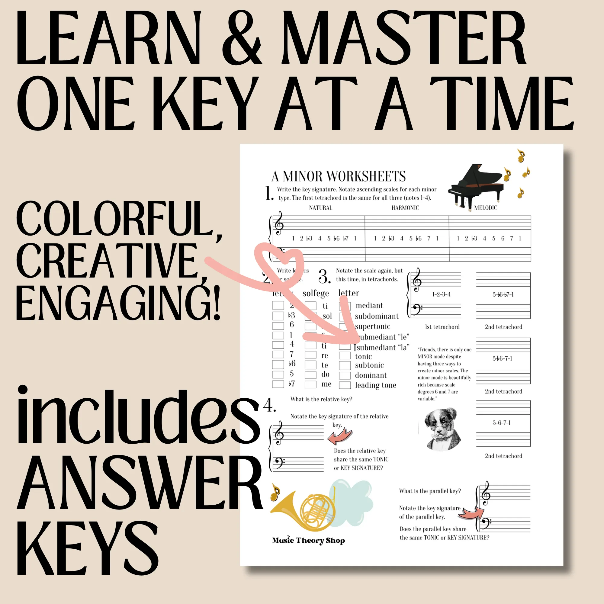 Music Theory E-Workbook  | Teach Yourself, Music Theory Assignments, Learn Scales, Key Signatures, Circle of 5ths (Copy)