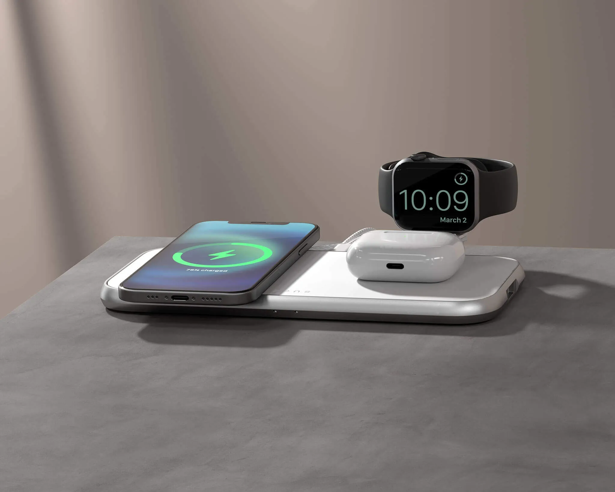 [OPEN BOX] ZENS Aluminium 3-in-1 Wireless Charger with 45W USB PD Designed for Magsafe - White