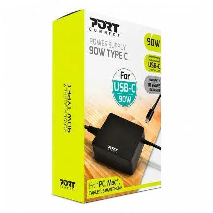 Port Designs 90W Type-C Laptop Charger - Black | 900098-UK