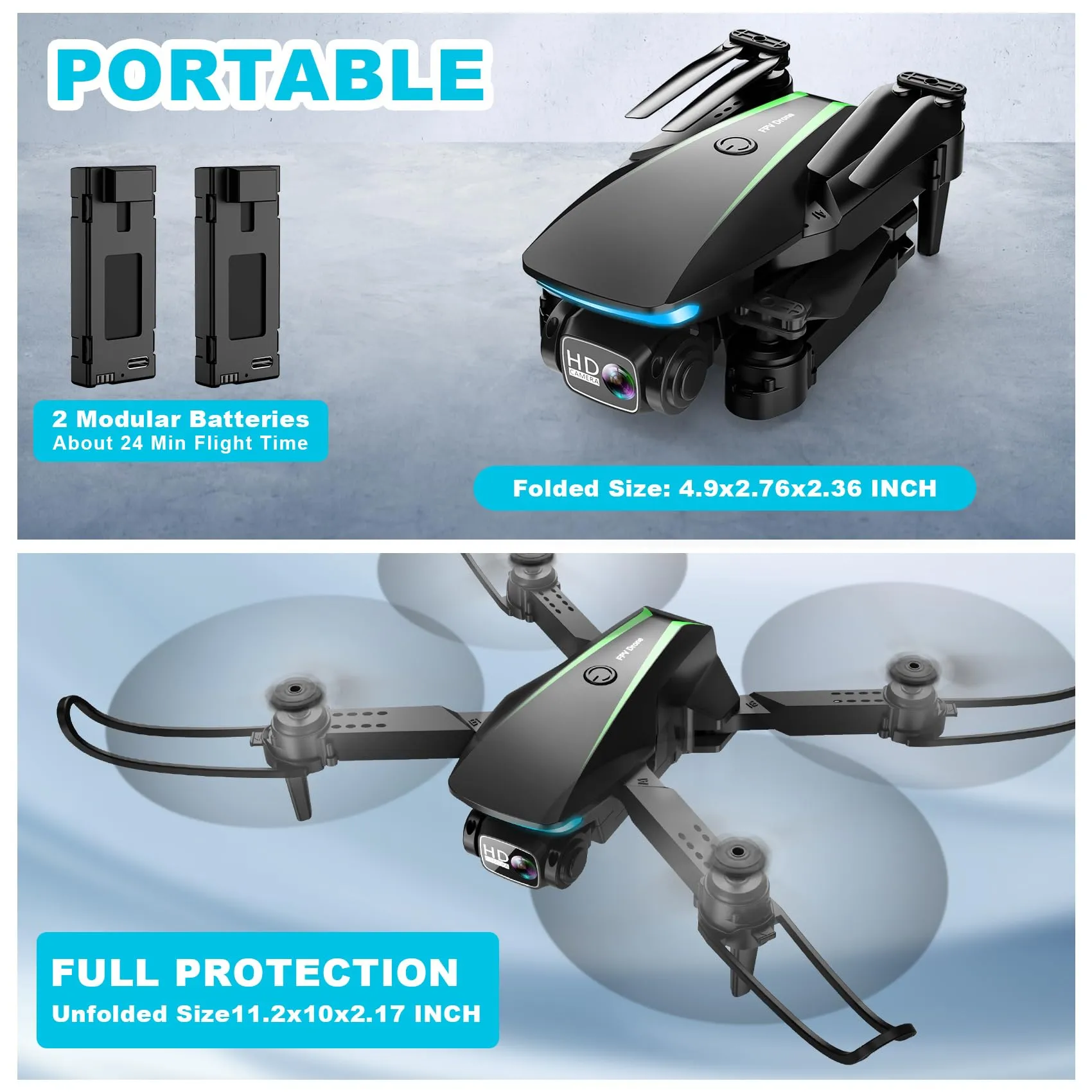RADCLO Mini Drone with Camera - 1080P HD Foldable Drone with Stable Hover, Gravity Control, Auto-Follow, Trajectory Flight, 90° Adjustable Lens, One Key Take Off/Land, 3D Flip, Drones for Adults Kids
