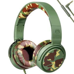 Rockpapa Deluxe Folding Wired Headphones with Microphone for Travel Laptop Telephones