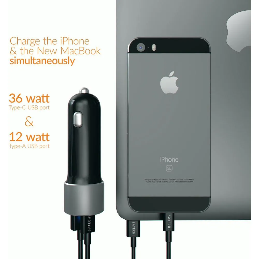 Satechi 72W USB-C and USB-A Car Charger (Space Grey)