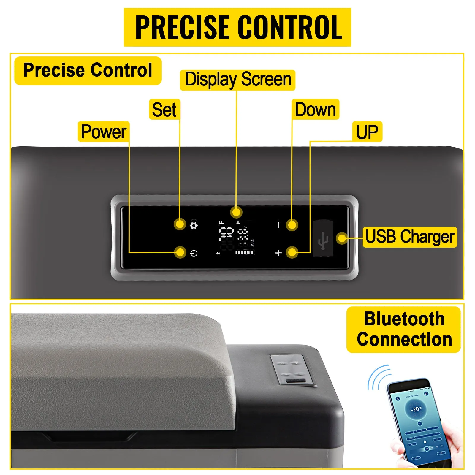 VEVOR Car Refrigerator 20L Compressor Portable Small Refrigerator Freezer Mini Electric Cooler for Driving Travel Fishing Outdoo