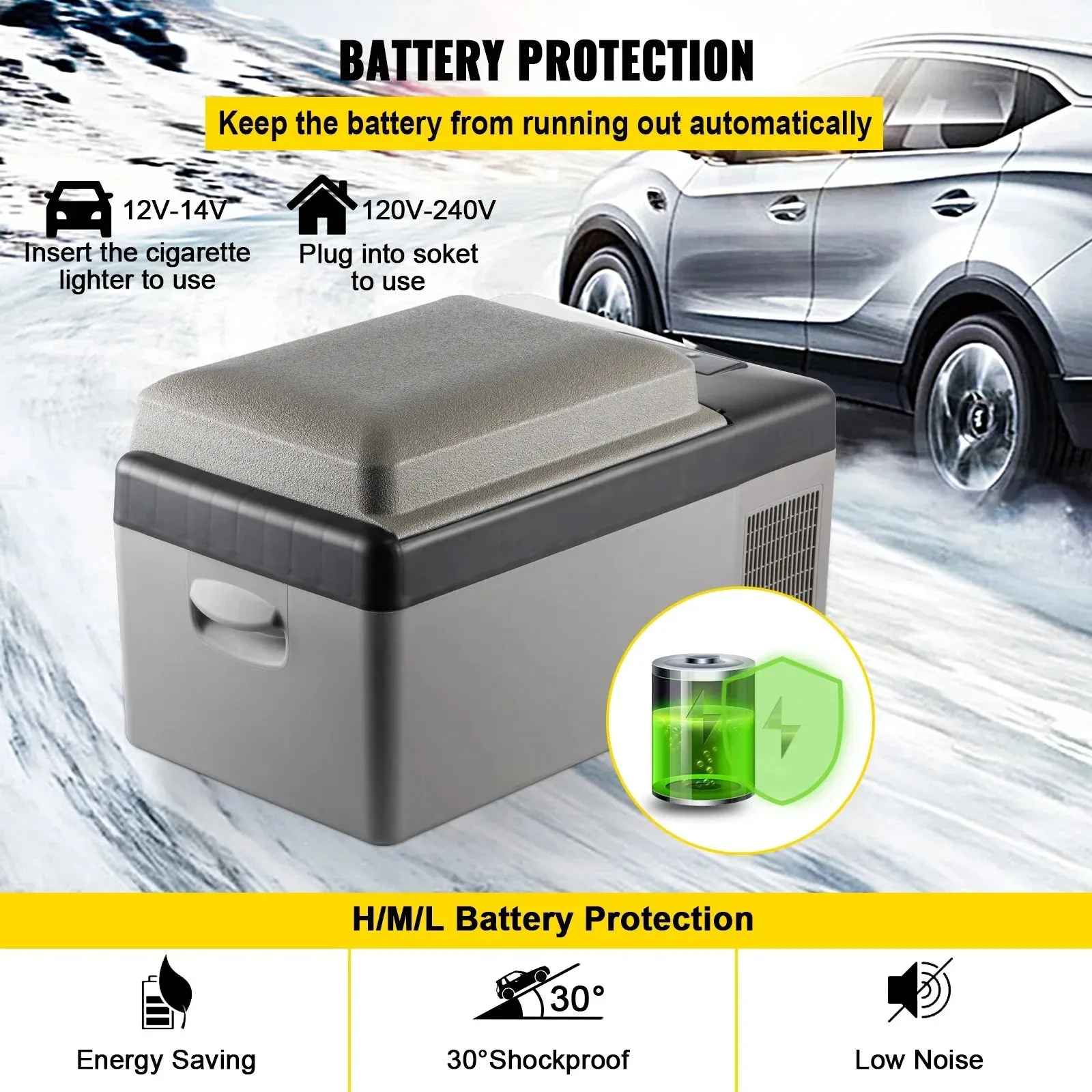VEVOR Car Refrigerator 20L Compressor Portable Small Refrigerator Freezer Mini Electric Cooler for Driving Travel Fishing Outdoo