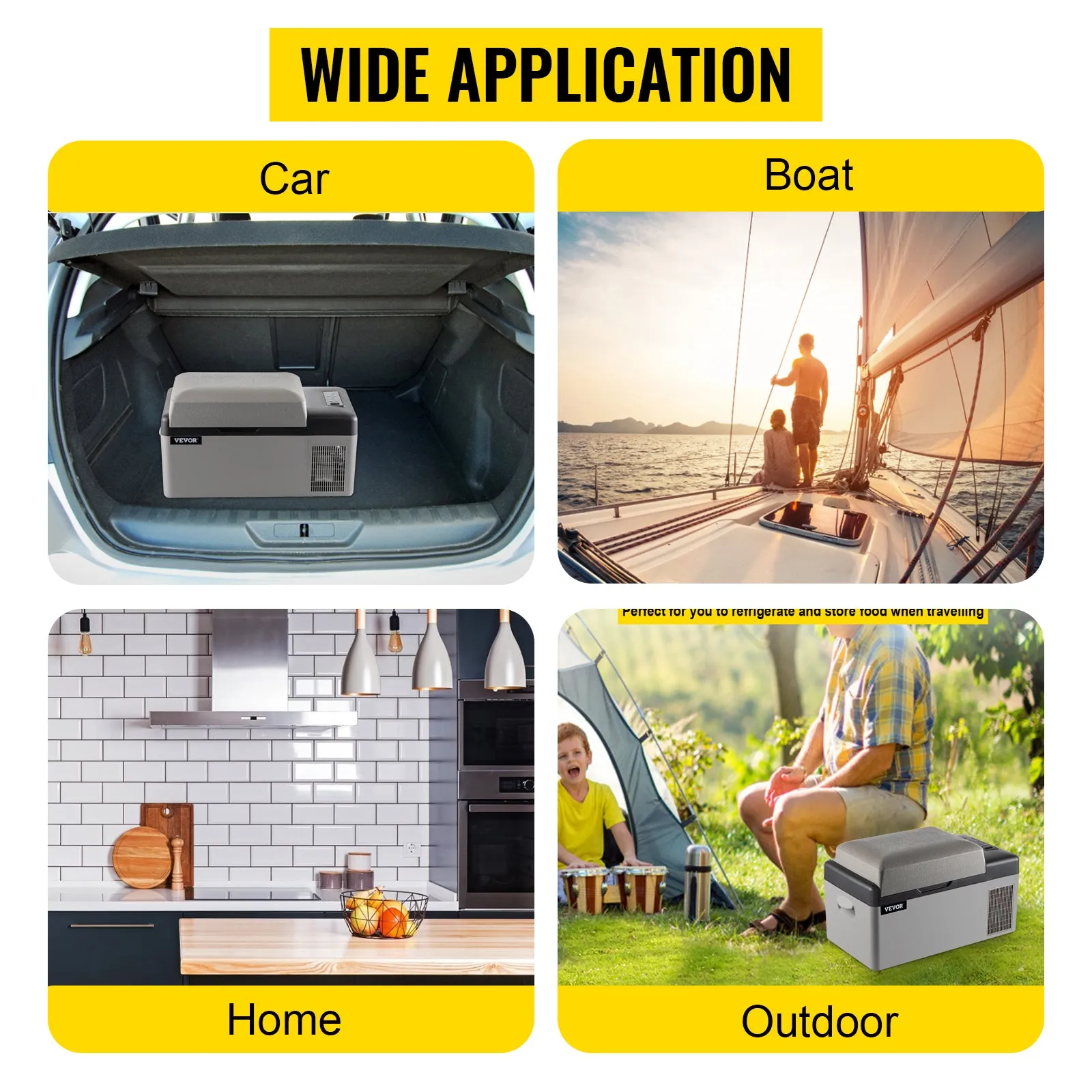 VEVOR Car Refrigerator 20L Compressor Portable Small Refrigerator Freezer Mini Electric Cooler for Driving Travel Fishing Outdoo