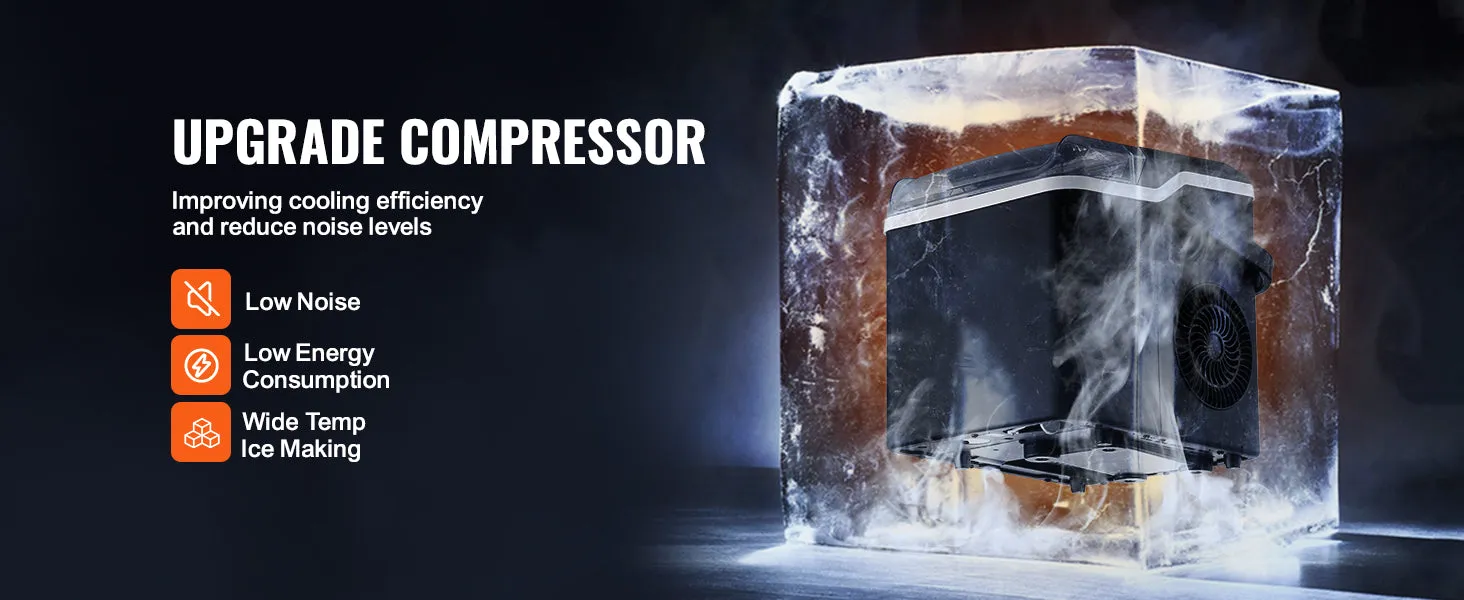 VEVOR Countertop Ice Maker, Self-Cleaning Portable Ice Maker with Ice Scoop and Basket, Ice Machine with 2 Sizes Bullet Ice