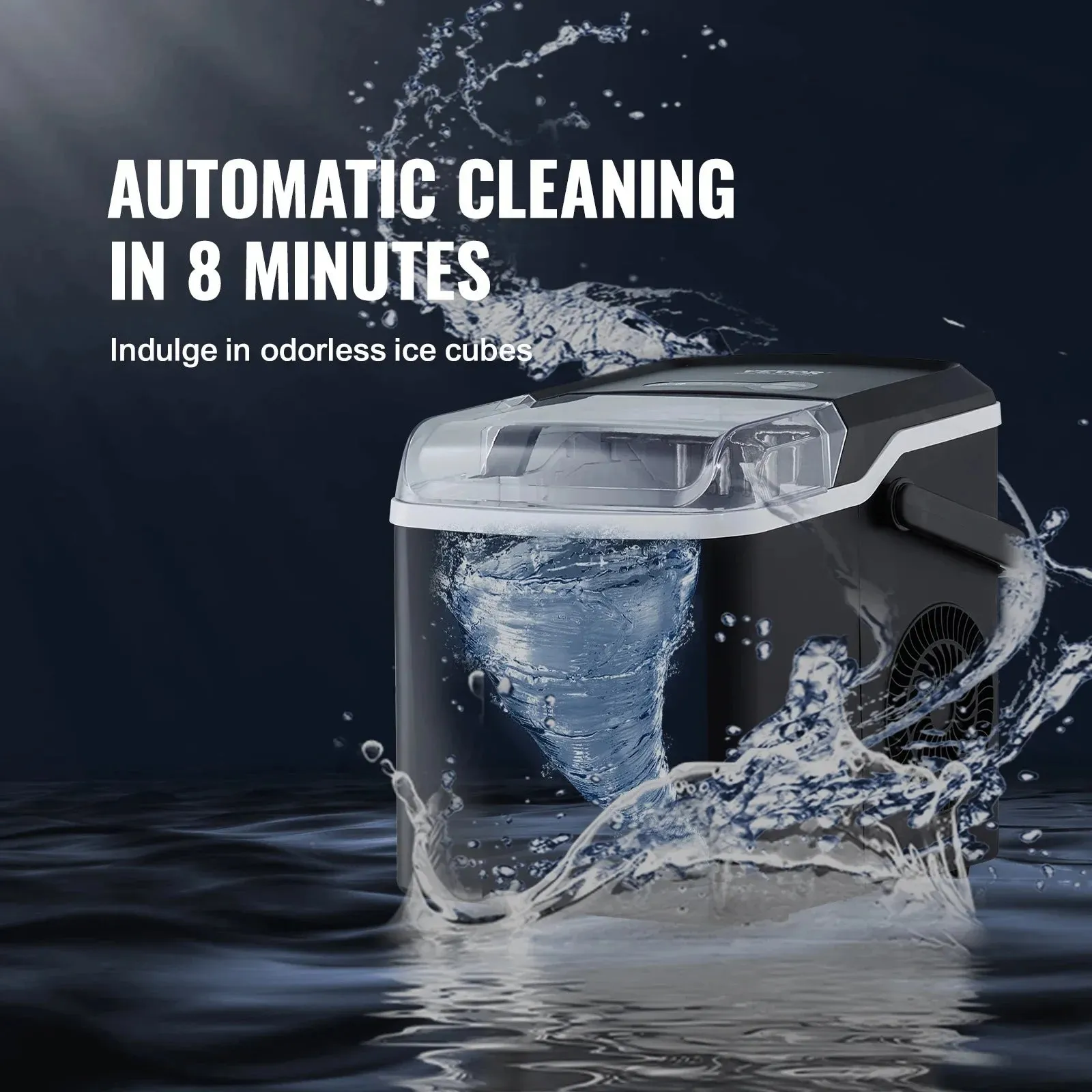 VEVOR Countertop Ice Maker, Self-Cleaning Portable Ice Maker with Ice Scoop and Basket, Ice Machine with 2 Sizes Bullet Ice