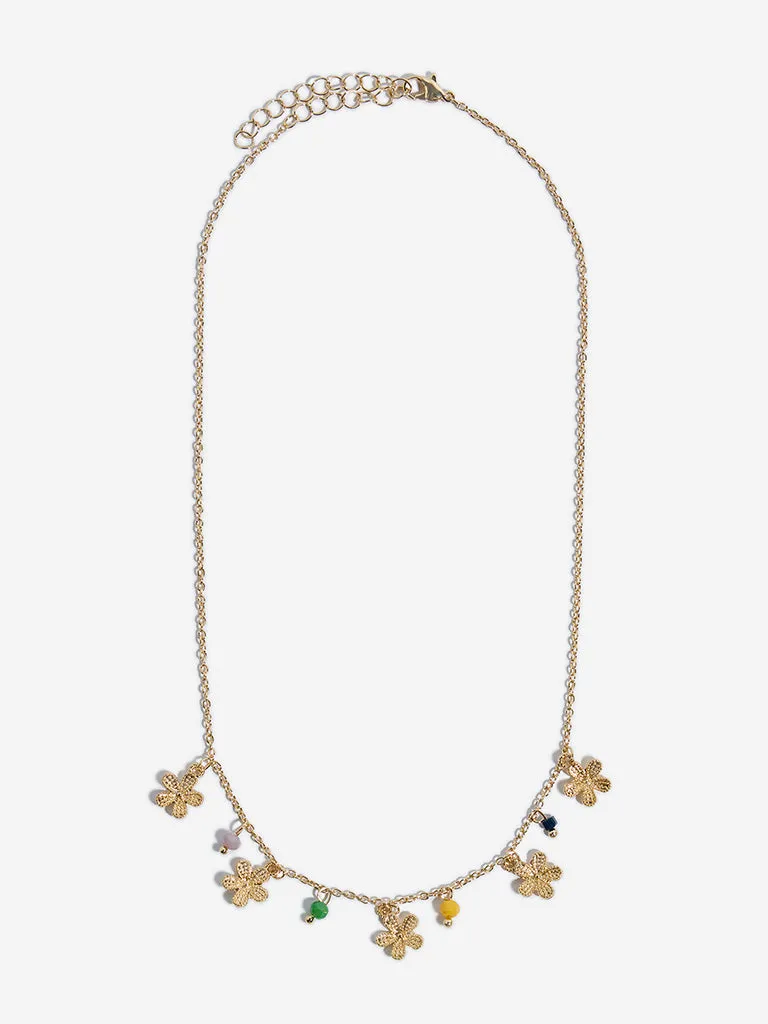 Westside Accessories Gold Dainty Floral Charm Necklace